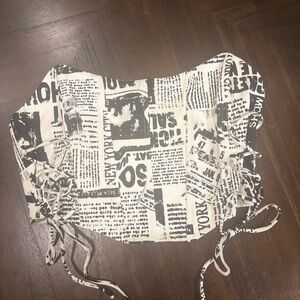 Garage Black and White Newspaper Print Top